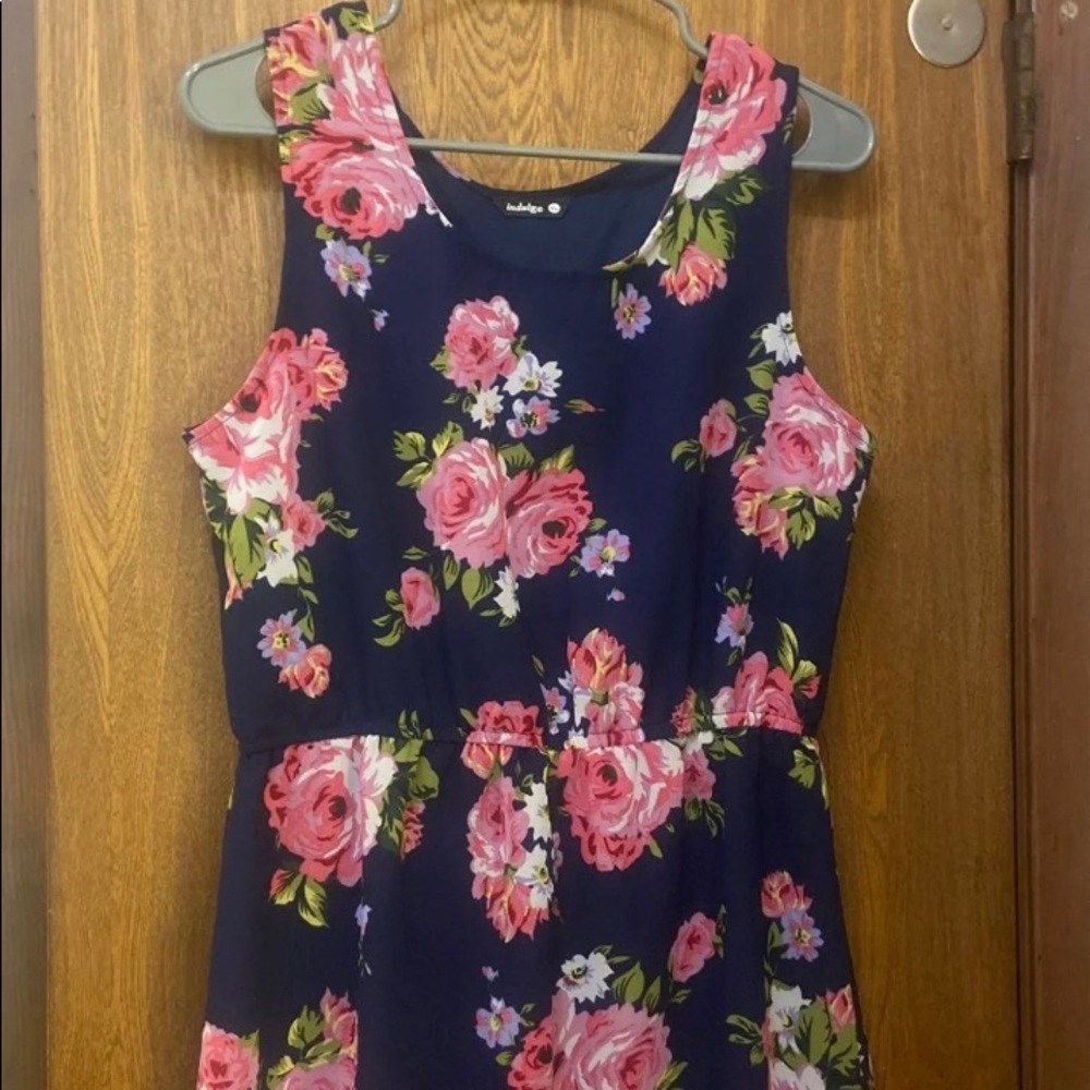 Dark Blue Floral Dress